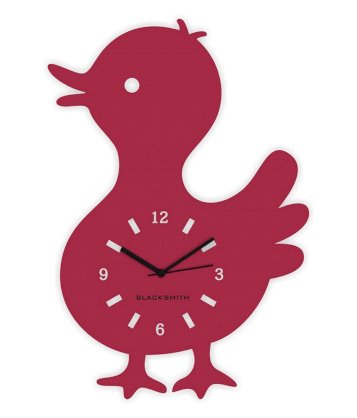 Blacksmith Maroon Laminated Aluminium Cute Duck Chick Wall Clock