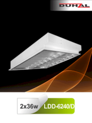 Máng đèn phản quang âm trần chóa Parabol thanh ngang nhôm sọc Duhal LDD 6240/D
