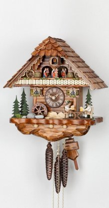 German Cuckoo Clock 1-day-movement Chalet-Style 14.00 inch - Authentic black forest cuckoo clock by Hekas