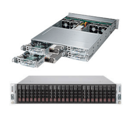 Server Supermicro SuperServer 2028TP-HC0TR (Black) (SYS-2028TP-HC0TR) E5-2683 v3 (Intel Xeon E5-2683 v3 2.0GHz, RAM 16GB, 2000W, Không kèm ổ cứng)