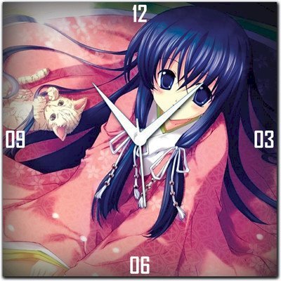 Amore Anime Girl With Blue Hair And Blue Eyes Analog Wall Clock