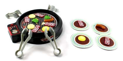 XC Super Barbeque BBQ Grill Pretend Play Toy Cooking Kitchen Play Set Game, Comes w/ Toy Food Pieces, 4 Food Tongs, Grill