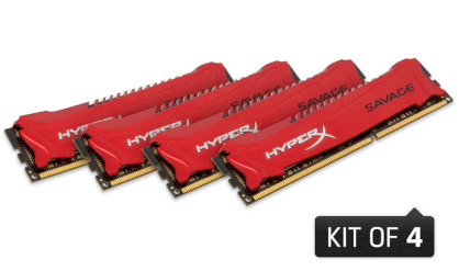 Kingston Savage Memory Red (HX316C9SRK4/32) - DDR3 - 32GB (4 x 8GB) - Bus 1600MHz - PC3 14900 kit CL9 Intel XMP DIMM