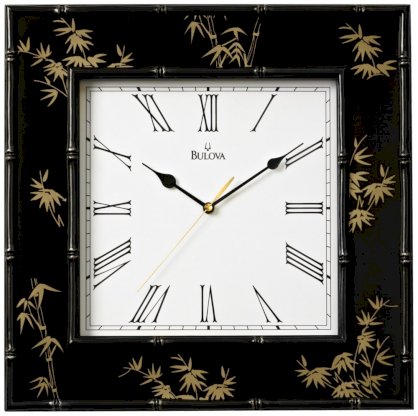 Willow II Square Wall Clock with Bamboo Motif