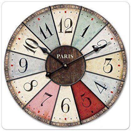  iCasso 16" Vintage Colourful French Country Tuscan Provincial Fleur De Lis Style Paris Wall Clock