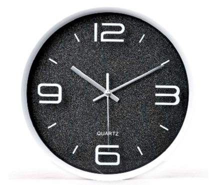 KABB Modern Minimalist Round 12-inch Non Ticking Ultra Silent Wall Clock (Black, 12-inch)