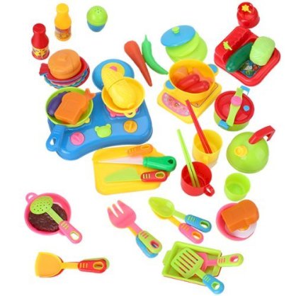 Children Funny Kitchen Ware Plastic Pretend Cooking Dishes Food Toy Colorful