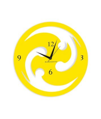 Blacksmith Yellow & White Laminated Aluminium Round Chakri Wall Clock