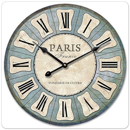  iCasso 14" Euro Paris Country Antique Design Wooden Wall Clock Wooden Wall Art Decor