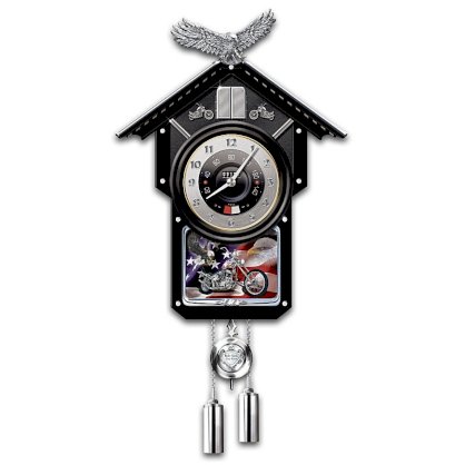 Motorcycle-Themed Collectible Wooden Cuckoo Clock: Time Of Freedom by The Bradford Exchange