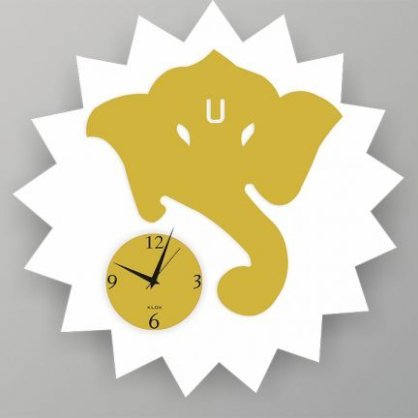 Klok Ganesha Wall Clock White And Golden KL593DE90AJPINDFUR