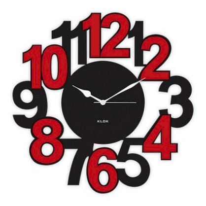  Klok Stylized Numbers Wall Clock Black And Red KL593DE27APWINDFUR