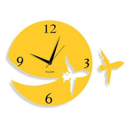 Klok Airplane Wall Clock Yellow KL593DE02AFHINDFUR