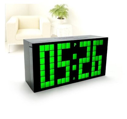 RioRand™ Ultra Large Big Number Jumbo LED Snooze Wall Desk Alarm Clock with ultra narrow frame design- Green Light