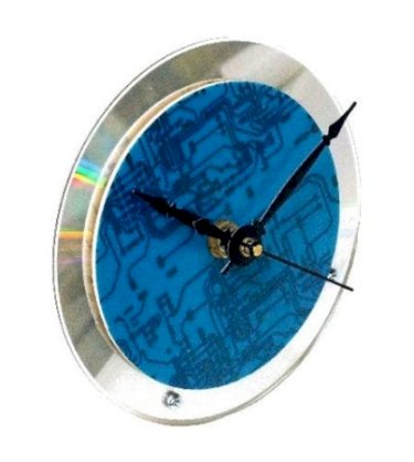 Recycled Circuit Board and CD Desk Clock for Nerds and Geeks (Blue)