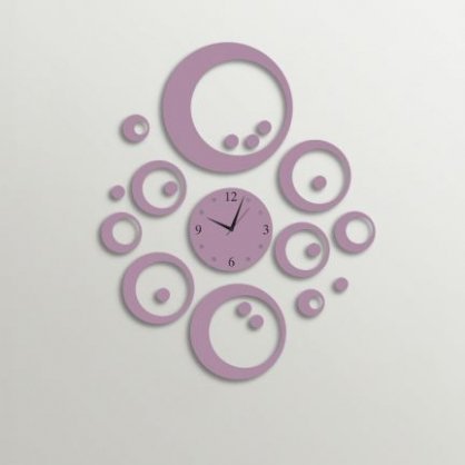  Timezone Many Circles Designer Wall Clock Mauve TI430DE48YGLINDFUR
