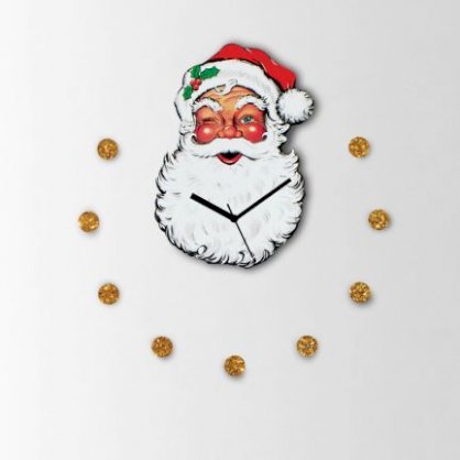 Crysto Naughty Santa Wall Clock Red And Golden ZE928DE18GDLINDFUR