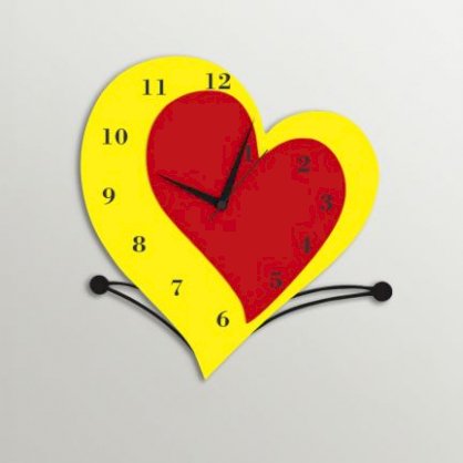 Timezone Double Hearts Wall Clock Yellow And Red TI430DE63YJSINDFUR