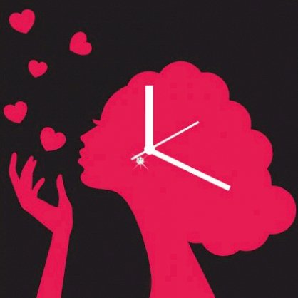 Crysto Flying Kiss Black & Pink Wall Clock CR726DE32ZVRINDFUR