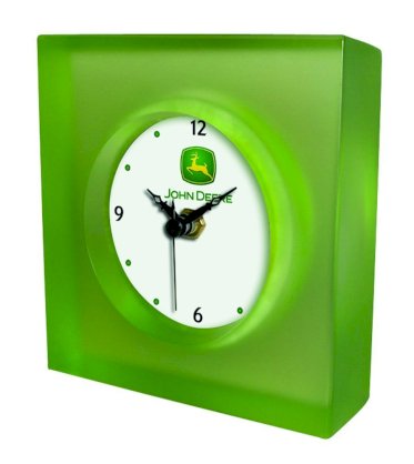 John Deere Translucent Desk Clock with Glass Face - Retro Design