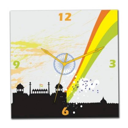 Gloob India's Flag & Red Fort Wall Clock Sticker GL672DE49PGCINDFUR