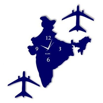 Klok India Map Wall Clock Blue KL593DE96AFNINDFUR