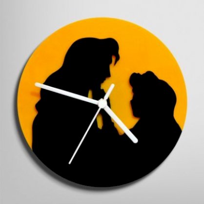 Silhouette Beauty And The Beast Black And Yellow Wall Clock SI871DE95BSAINDFUR