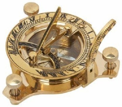 Solid Brass Sundial and Compass Paper Weight and Desk Accessory
