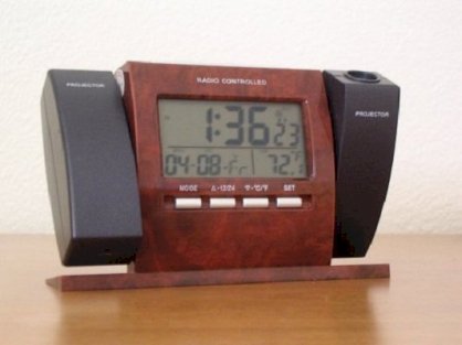 Elegant Radio Controlled LCD Desk Clock with Dual Projectors