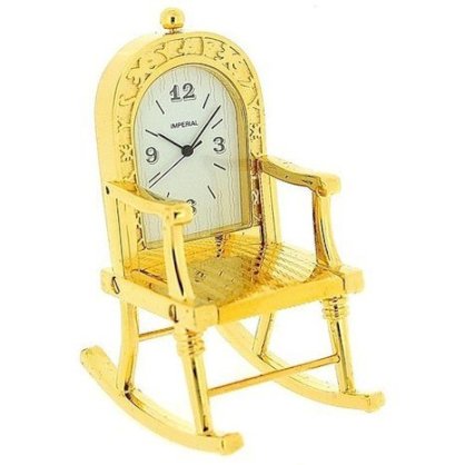 Miniature Gold Plated Metal Rocking Chair Novelty Collectors Clock IMP99
