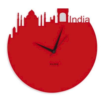 Klok India Skyline Wall Clock Red KL593DE62AKRINDFUR