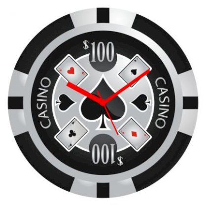 Crysto Suite of Cards Casino Chip Wall Clock Black & Silver CR726DE07LZCINDFUR