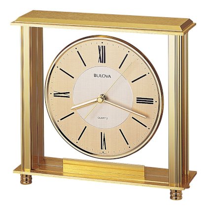 Bulova B1700 Grand Prix Clock, Antique Brass Finish
