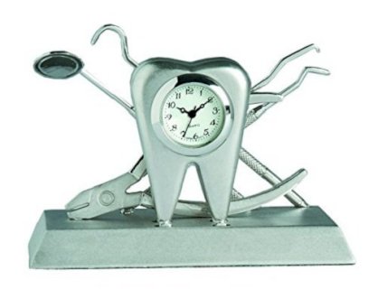 Sanis Enterprises Dentist Desk Clock, 2 by 3.38-Inch, Silver