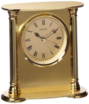 Seiko Desk and Table Alarm Clock Gold-Tone Solid Brass Case