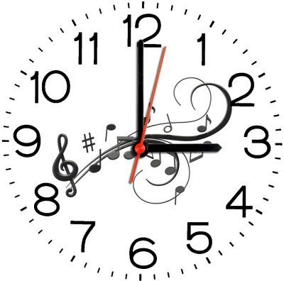 Ellicon 319 Musical Notes Analog Wall Clock (White) 