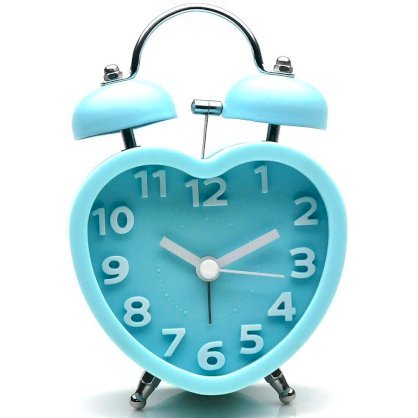 Deedo Sweep Quiet Bedside Westclox Big Ben Twin Bell Battery Quartz Heart-shaped Alarm Clock (Blue)