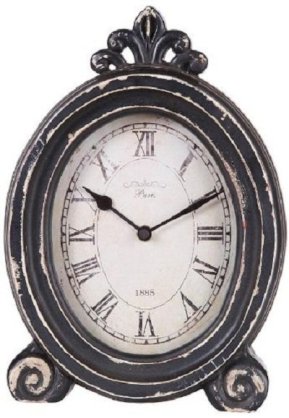 Paris 1885 Distressed Desk Clock, 7.87X2.37X11"H, Distressed BLCK