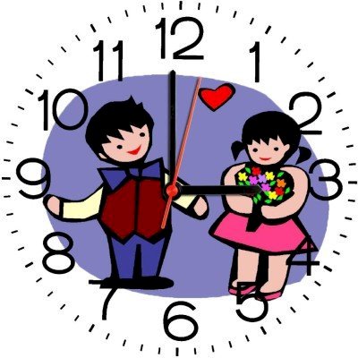 Ellicon B291 Cute Cartoon Couple Analog Wall Clock (White)