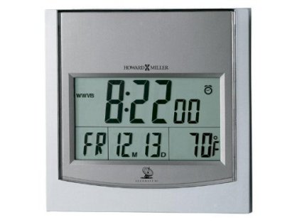 Howard Miller - TechTime II Radio-Controlled LCD Wall/Table Alarm Clock, 6"W x 1"D x 6"H 625-235 (DMi EA