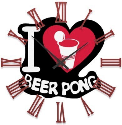 Ellicon 52 I Love Beer Pong Analog Wall Clock (White) 