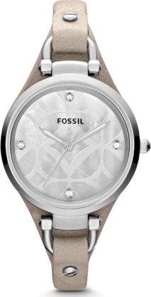 Fossil 'Georgia' Leather Strap Watch, 32mm Bone 54195