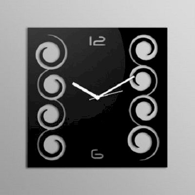 Pyramid Clocks Abstract Vertical Swirls Black Wall Clock