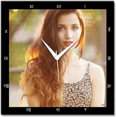 Shoprock Girl with Curly Hair Analog Wall Clock (Black)