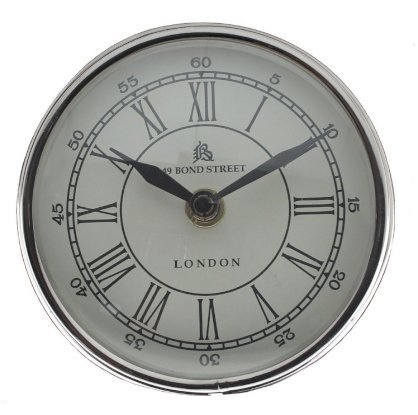 4" Silver Finish Table Top Clock with Roman Numerals - Office Decor