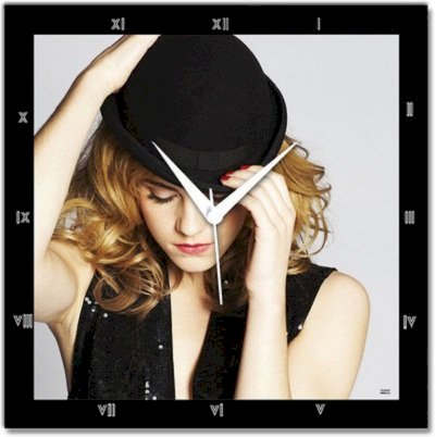  Shoprock Emma Watson with Hat Analog Wall Clock (Black) 