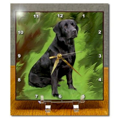 3dRose LLC Black Labrador Retriever Desk Clock, 6 by 6-Inch