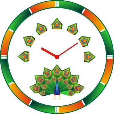 Onatto Peacock Clock, Virgin Plastic Analog Wall Clock