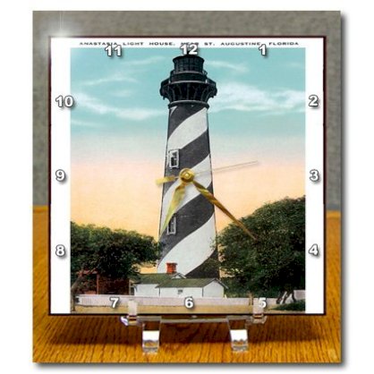 3dRose dc_169573_1 Anastasia Light House, St. Augustine, Florida Desk Clock, 6 by 6-Inch