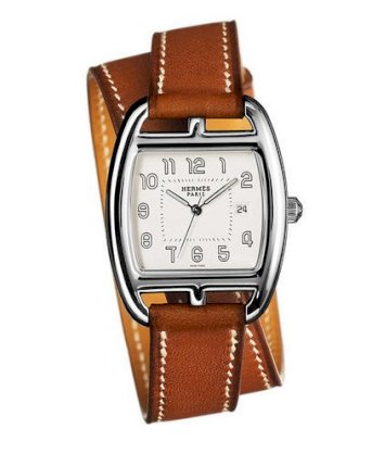 Hermes Midsize Stainless Steel Leather 30mm X 33mm 63745